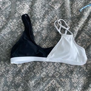 black and white bathing suit top